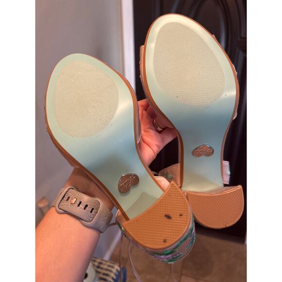 Betsey Johnson Viven Floral Embroidered Strappy Heels - Picture 4 of 7